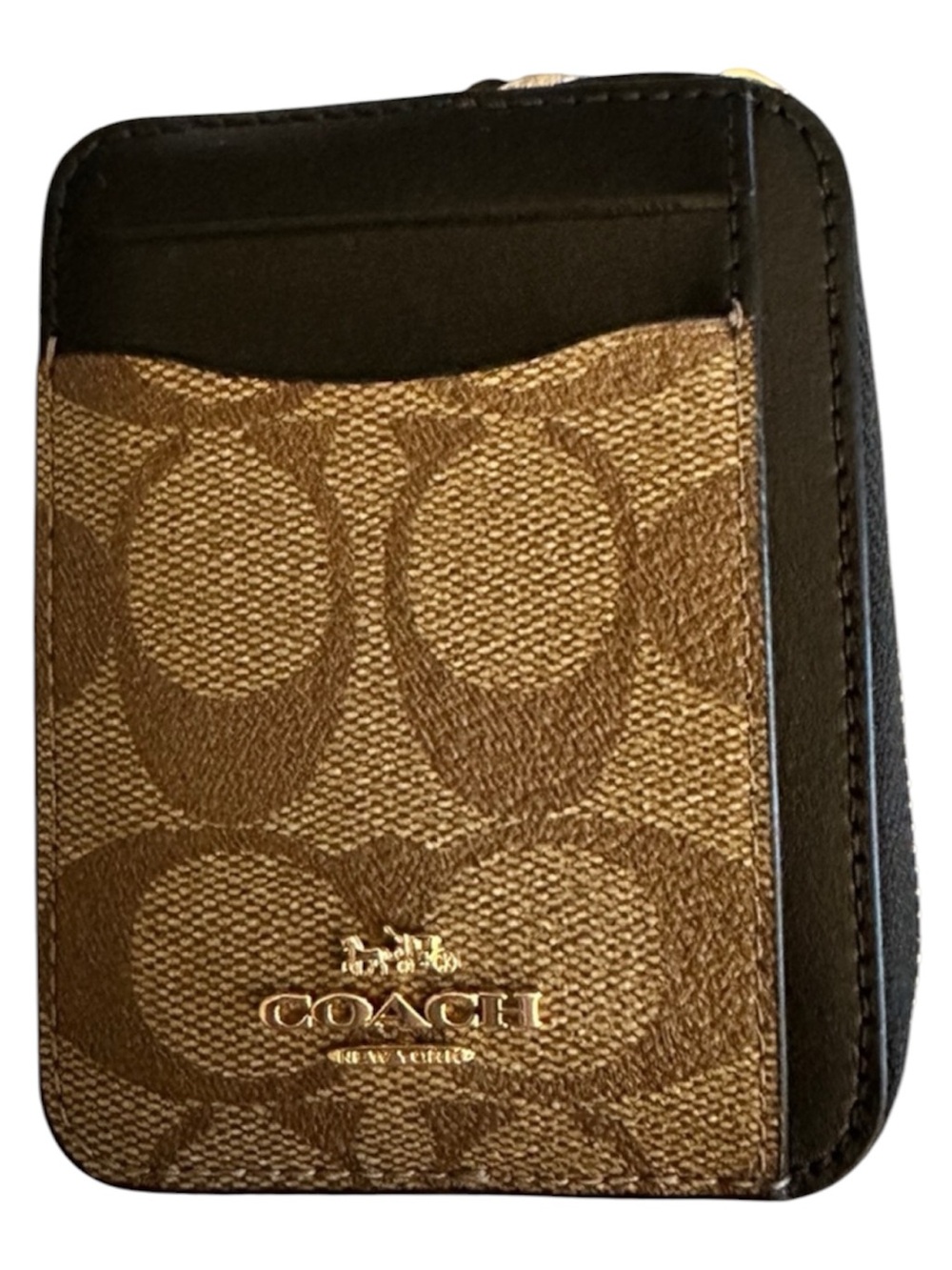 Coach Signature Brown and Zipped Card Holder Wallet - Picture 12 of 12